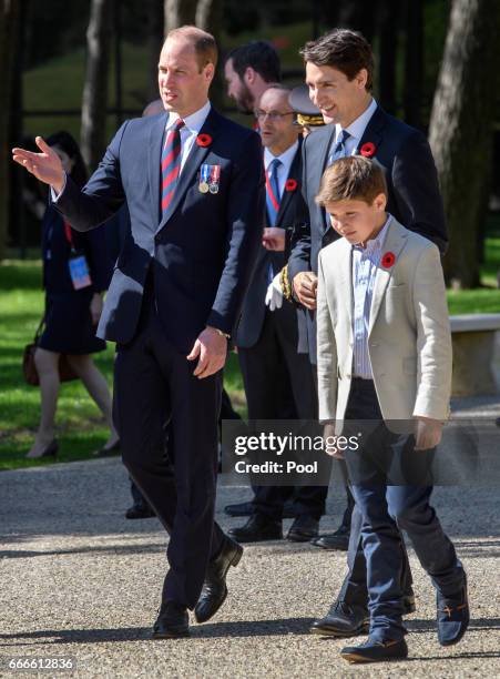 Prince William, Duke of Cambridge , Prime Minister of Canada, Justin Trudeau and Xavier Trudeau attend the commemorations for the 100th anniversary...