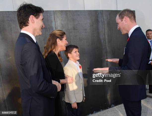 Prince William, Duke of Cambridge meets Prime Minister of Canada Justin Trudeau, Sophie Trudeau and Xavier Trudeau at a reception during the...