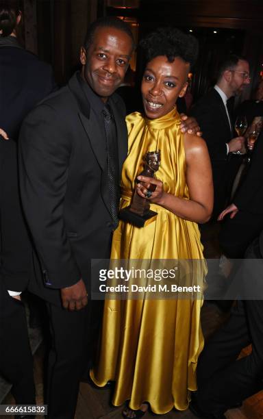 Adrian Lester and Noma Dumezweni attend The Olivier Awards 2017 after party at Rosewood London on April 9, 2017 in London, England.
