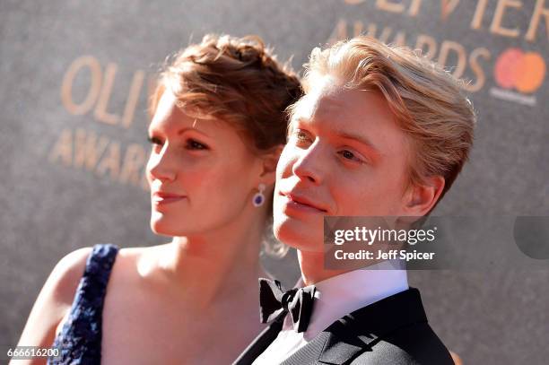 Clare Foster and Freddie Fox attend The Olivier Awards 2017 at Royal Albert Hall on April 9, 2017 in London, England.