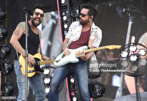 Matthew Ramsey and Trevor Rosen of Old Dominion perform during the Tortuga Music Festival at the Fort Lauderdale Beach Park on April 9, 2017 in Fort...