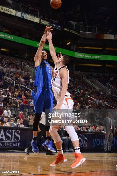 Hammons of the Dallas Mavericks shoots the ball against the Phoenix Suns on April 9, 2017 at Talking Stick Resort Arena in Phoenix, Arizona. NOTE TO...