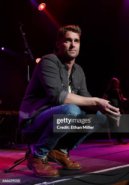 Singer Brett Young performs during the ACM Party For A Cause: The Joint at The Joint inside the Hard Rock Hotel & Casino on April 1, 2017 in Las...