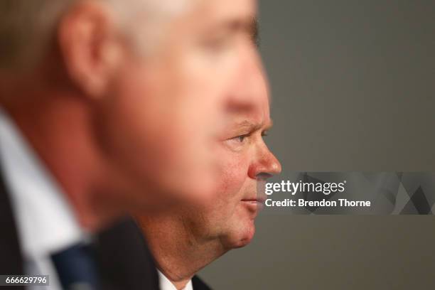 Bill Pulver, CEO of Australian Rugby Union, speaks to the media during an ARU press conference at ARU HQ on April 10, 2017 in Sydney, Australia.