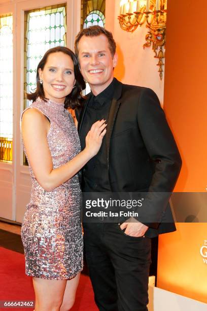 German presenter and guest attend the premiere of the musical 'Der Gloeckner von Notre Dame' on April 9, 2017 in Berlin, Germany.