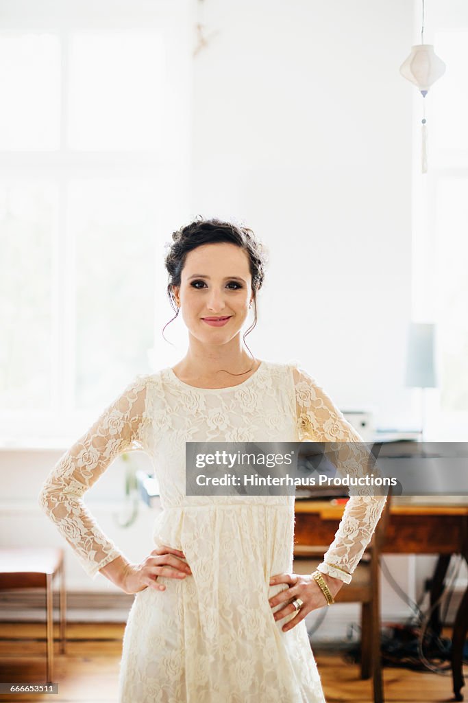 Proud lesbian bride portrait