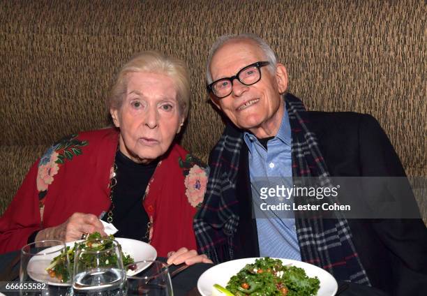 Lyricists Marilyn Bergman and Alan Bergman attend an evening with Quincy Jones and The Jazz Foundation of America at Vibrato on April 9, 2017 in Los...
