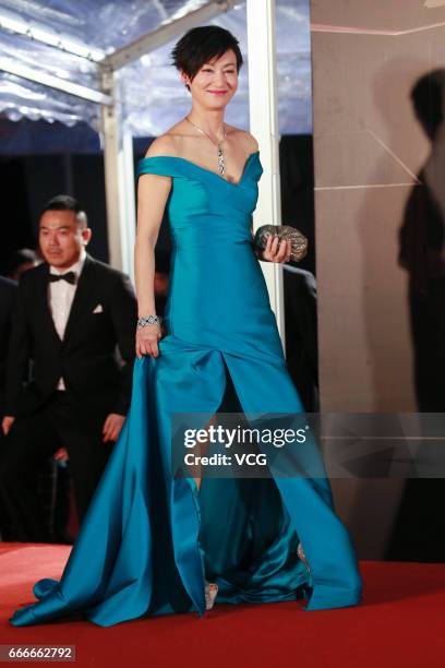 Actress Kara Wai poses on red carpet of the 36th Hong Kong Film Awards ceremony at Hong Kong Cultural Centre on April 9, 2017 in Hong Kong, China.