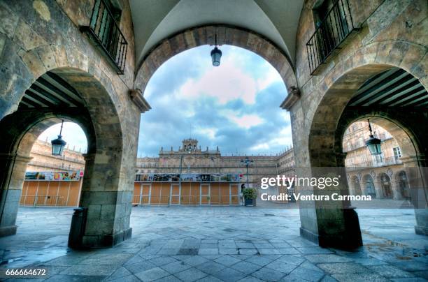 plaza mayor - salamanca, spain - städtischer platz fotografías e imágenes de stock