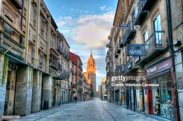 rua mayor street in salamanca, spain - geschäftsleben bildbanksfoton och bilder