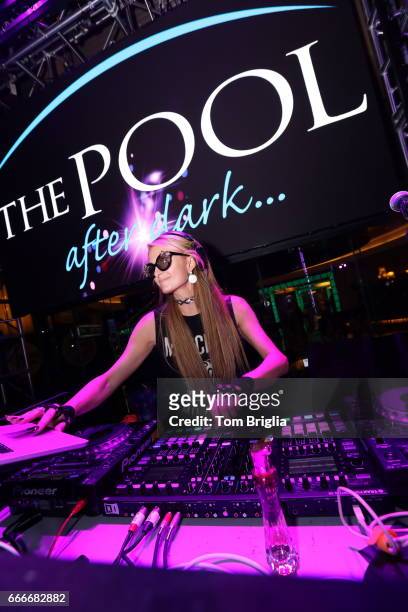 Paris Hilton performs at The Pool After Dark at Harrah's Resort on Saturday April 8, 2017 in Atlantic City, New Jersey