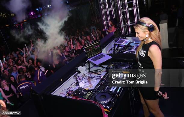 Paris Hilton performs at The Pool After Dark at Harrah's Resort on Saturday April 8, 2017 in Atlantic City, New Jersey