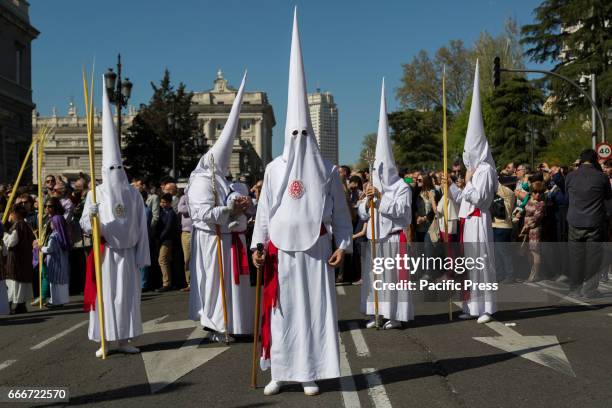 Palm Sunday procession of the Holy Week, in the Almudena Cathedral . The Palm Sunday procession marks the beginning of the Holy Week processions.