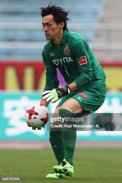 Seigo Narazaki of Nagoya Grampus in action during the J.League J2 match between Nagoya Grampus and Kamatamare Sanuki at Paroma Mizuho Stadium on...
