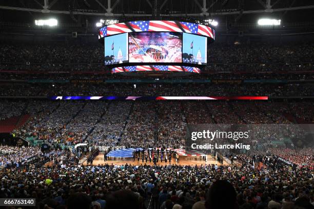 General view during the National Anthem prior to the game between the Gonzaga Bulldogs and the North Carolina Tar Heels during the 2017 NCAA Men's...