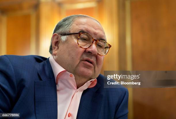 Alisher Usmanov, Russian billionaire, speaks during an interview at his office in Moscow, Russia, on Thursday, April 6, 2017. Arsenals second-biggest...