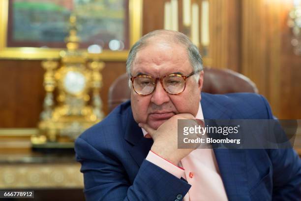 Alisher Usmanov, Russian billionaire, pauses during an interview at his office in Moscow, Russia, on Thursday, April 6, 2017. Arsenals second-biggest...
