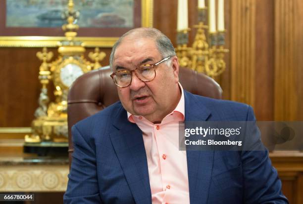 Alisher Usmanov, Russian billionaire, speaks during an interview at his office in Moscow, Russia, on Thursday, April 6, 2017. Arsenals second-biggest...