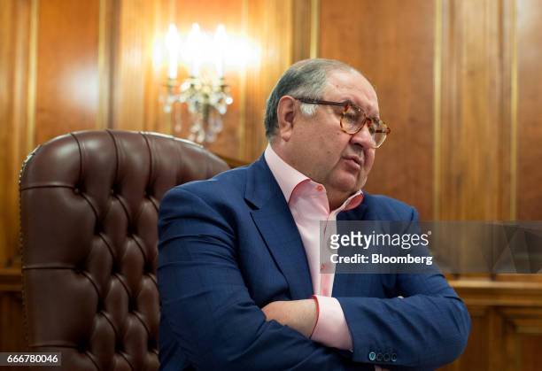 Alisher Usmanov, Russian billionaire, speaks during an interview at his office in Moscow, Russia, on Thursday, April 6, 2017. Arsenals second-biggest...