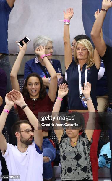 Isabelle Camus , wife of Yannick Noah on day 2 of the Davis Cup World Group quarter final tie between France and Great Britain at Kindarena on April...