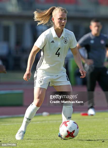 Leonie Maier of Germany runs with the ball during the women's international friendly match between Germany and Canada at Steigerwald Stadion on April...