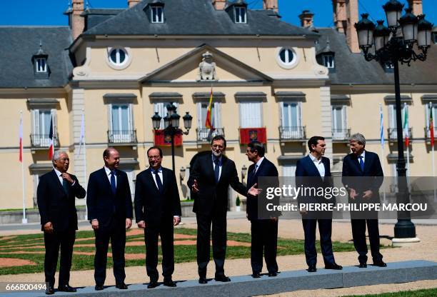 Portuguese Prime Minister Antonio Costa, Maltese Prime Minister Joseph Muscat, French President Francois Hollande, Spanish Prime Minister Mariano...