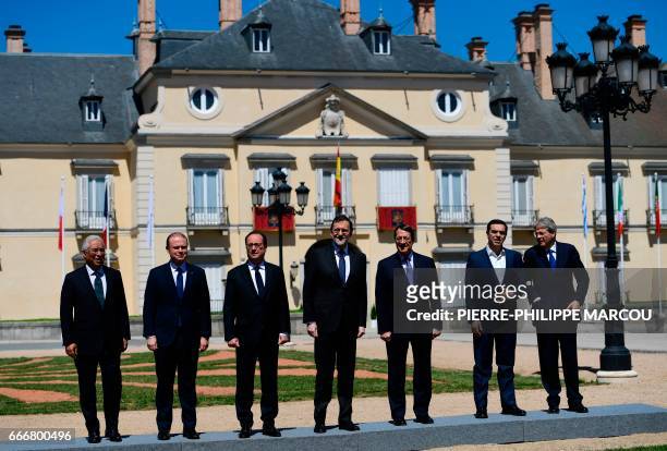 Portuguese Prime Minister Antonio Costa, Maltese Prime Minister Joseph Muscat, French President Francois Hollande, Spanish Prime Minister Mariano...