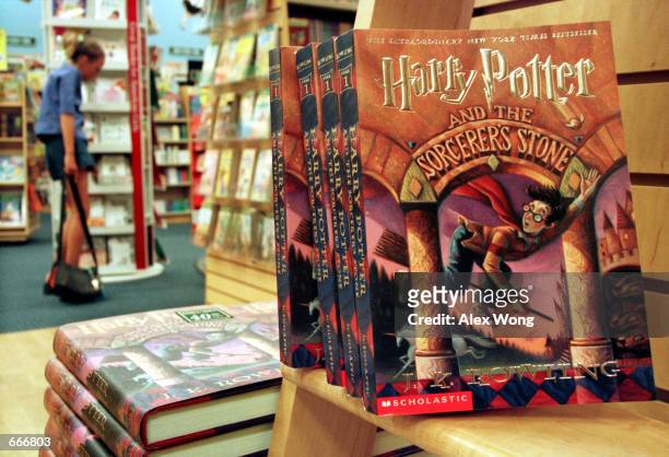 Copies of author J. K. Rowling's Harry Potter series story books sit in a bookstore July 6, 2000 in Arlington, Va. Rowling's fourth book, "Harry...