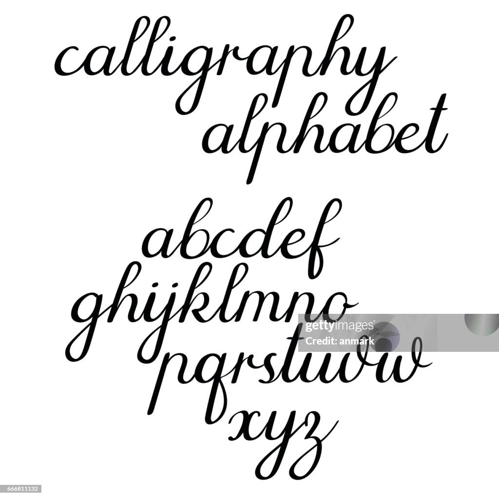 Calligraphic Vector Alphabet Classic Calligraphy Handwritten Letters ...