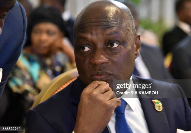 President of Guinea-Bissau Jose Mario Vaz takes part in an extraordinary session of the West African Economic and Monetary Union zone on April 10,...