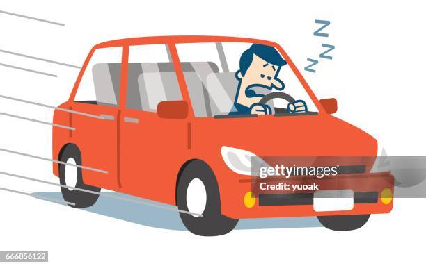 sleepy driver - shocked driver stock illustrations