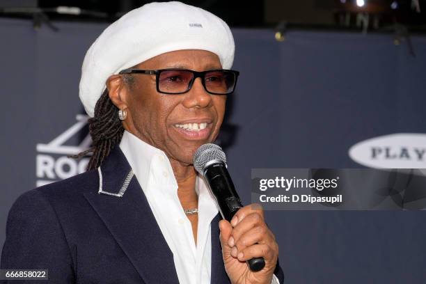 Inductee Nile Rodgers attends the Press Room of the 32nd Annual Rock & Roll Hall of Fame Induction Ceremony at Barclays Center on April 7, 2017 in...