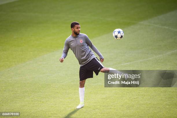 Jorge of AS Monaco warm up during a training session prior the UEFA Champions League Quarter Final First Leg match between Borussia Dortmund and AS...