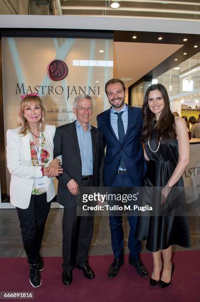 Rossana Bettini, Riccardo Illy, Paul Baccaglini, President of Palermo, and Thais Souza Wiggers visit Vinitaly on April 10, 2017 in Verona, Italy.