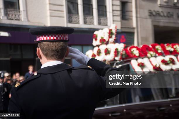 Police share tributes and pictures to honour Pc Keith Palmer in London, on April 10, 2017. Pc Palmer's coffin travelled along the capital's streets,...