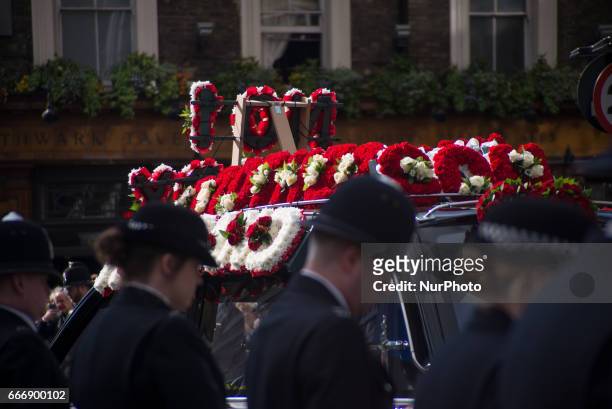 Police share tributes and pictures to honour Pc Keith Palmer in London, on April 10, 2017. Pc Palmer's coffin travelled along the capital's streets,...