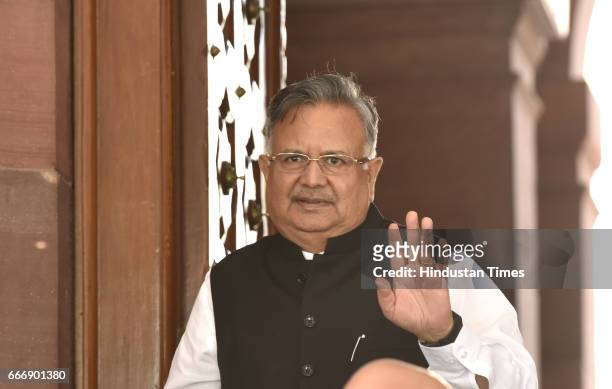 Chhattisgarh Chief Minister Raman Singh at Parliament during the second leg of Budget Session on April 10, 2017 in New Delhi, India. The Lok Sabha...