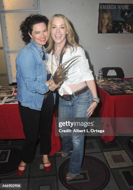 Actresses Heather Langenkamp and Amanda Wyss attend day 2 of the 2017 Monsterpalooza held at Pasadena Convention Center on April 9, 2017 in Pasadena,...