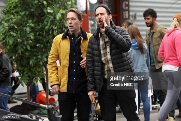 Louis C.K." Episode 1721 -- Pictured: Beck Bennett as the director, Kyle Mooney as an AD during the "Pepsi Ad" sketch on April 8, 2017 --