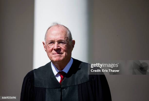 Supreme Court Associate Justice Anthony Kennedy is seen during a ceremony in the Rose Garden at the White House April 10, 2017 in Washington, DC....