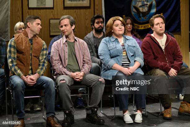 Louis C.K." Episode 1721 -- Pictured: Mikey Day, Kyle Mooney, Aidy Bryant, and Beck Bennett as Trump voters during the "Trump People's Cold Open" on...