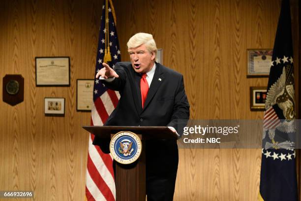 Louis C.K." Episode 1721 -- Pictured: Alec Baldwin as President Donald Trump during the "Trump People's Cold Open" on April 8, 2017 --