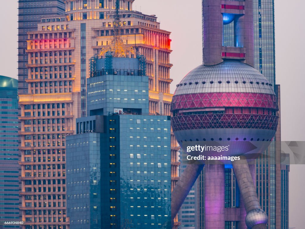 View of urban architecture,detail shot of Shanghai landmarks