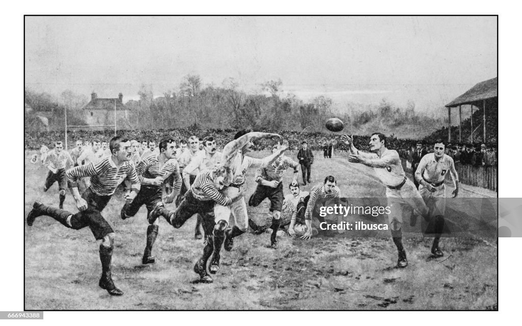 Antike Fotos von Gemälden: Rugby