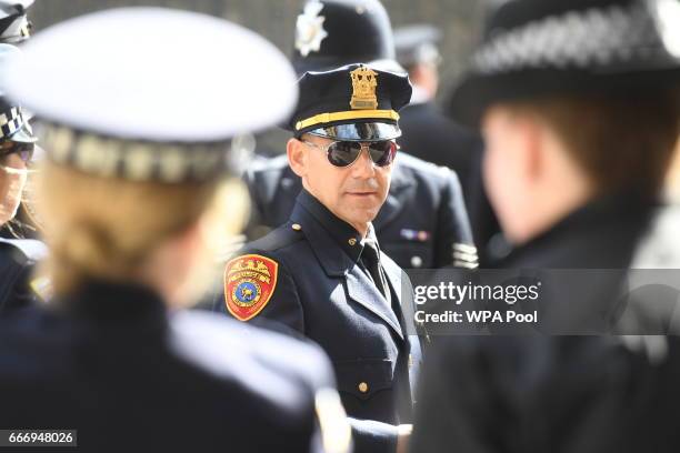 Police officers from around the world attend the funeral service of PC Keith Palmer on April 10, 2017 in London, United Kingdom. A Full Force funeral...