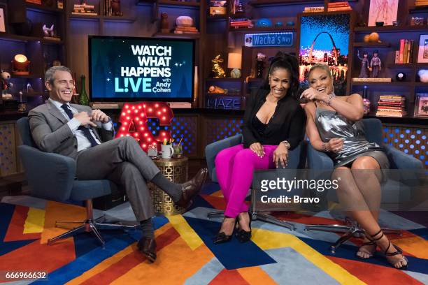 Pictured : Andy Cohen, Sheree Whitfield and Gizelle Bryant --