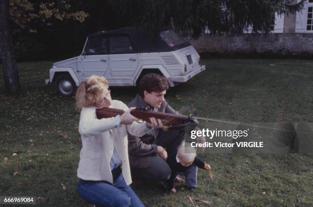 Jean-Charles de Castelbajac, his wife Catherine de Castelbajac and their son at home in October, 1980 in France.