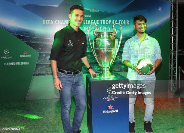 Former Liverpool player Luis Garcia attends the UEFA Champions League Trophy Tour presented by Heineken event on April 10, 2017 in Mumbai, India.