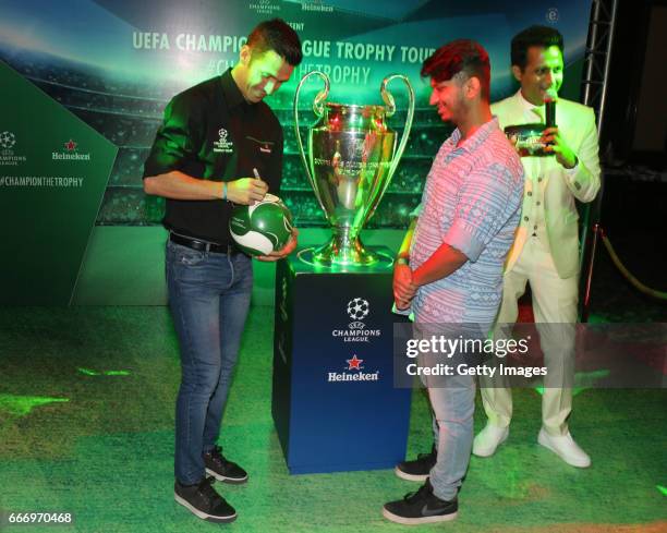 Former Liverpool player Luis Garcia attends the UEFA Champions League Trophy Tour presented by Heineken event on April 10, 2017 in Mumbai, India.