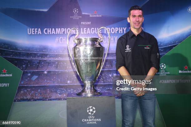 Former Liverpool player Luis Garcia attends the UEFA Champions League Trophy Tour presented by Heineken event on April 10, 2017 in Mumbai, India.